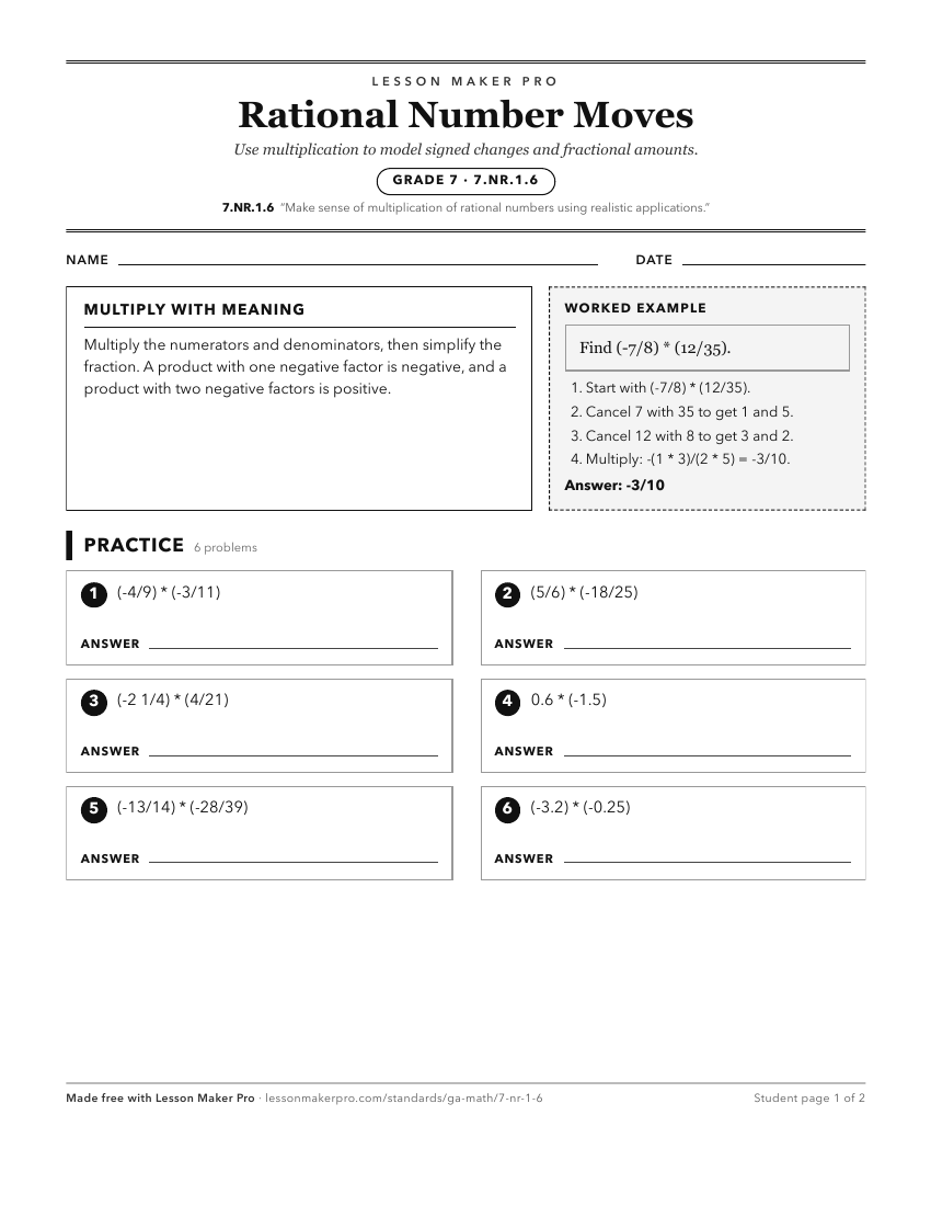 Preview of the 7.NR.1.6 printable worksheet