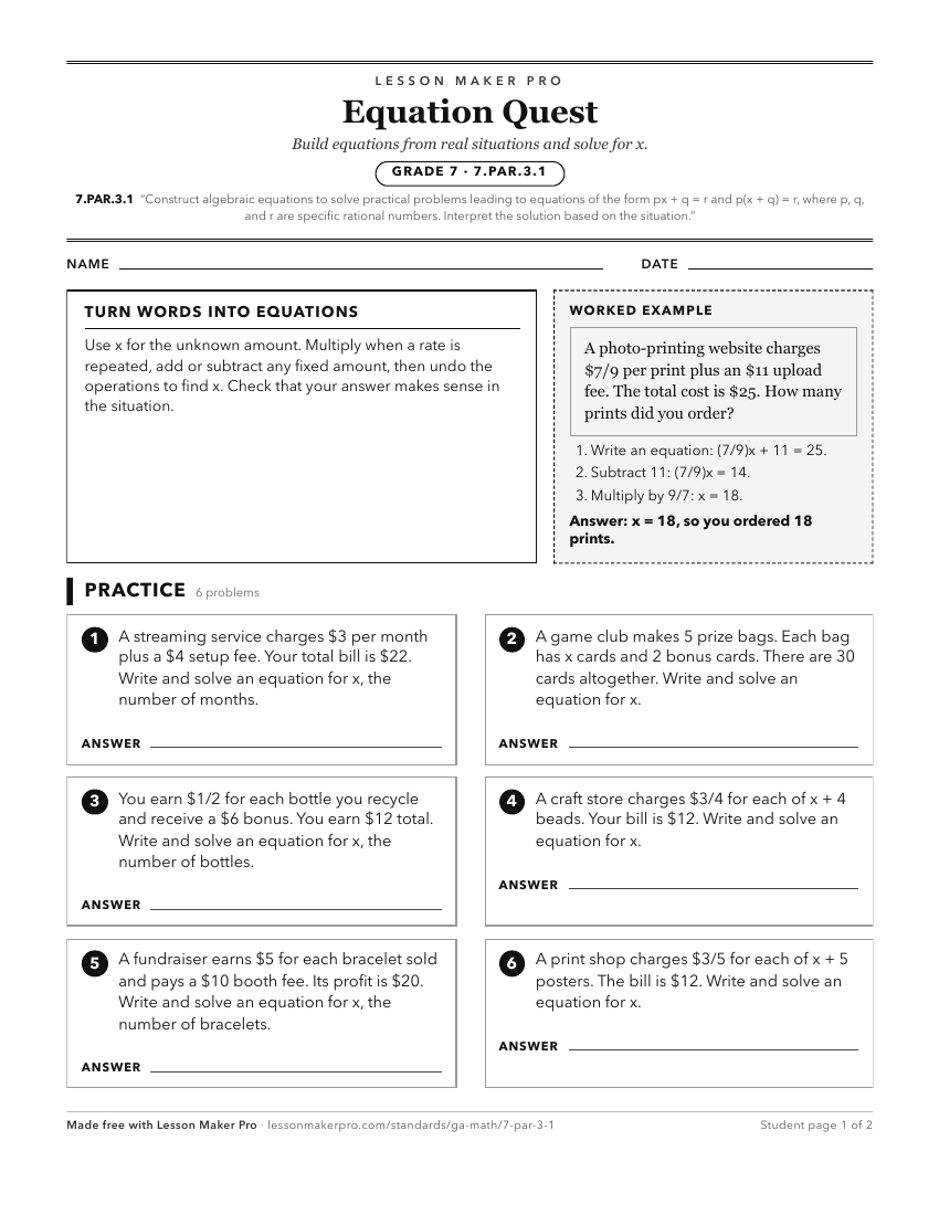 Preview of the 7.PAR.3.1 printable worksheet