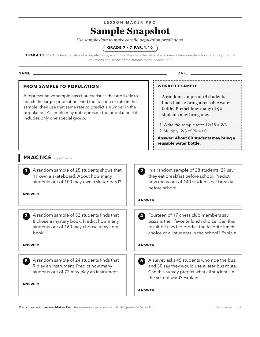 Preview of the 7.PAR.4.10 printable worksheet