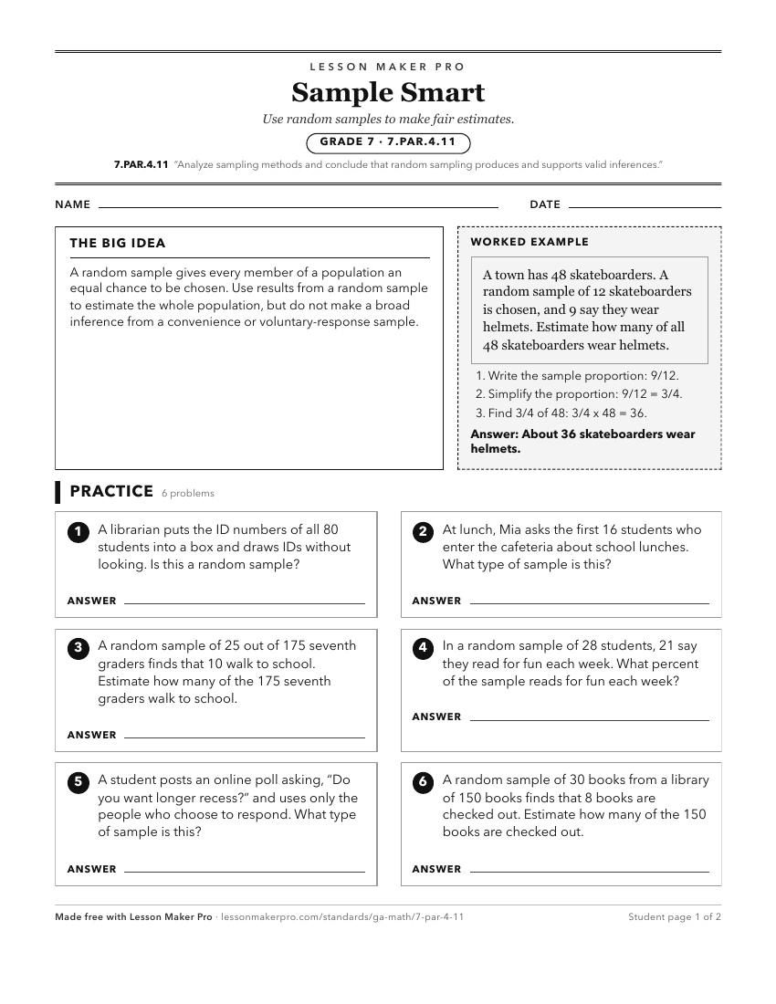 Preview of the 7.PAR.4.11 printable worksheet