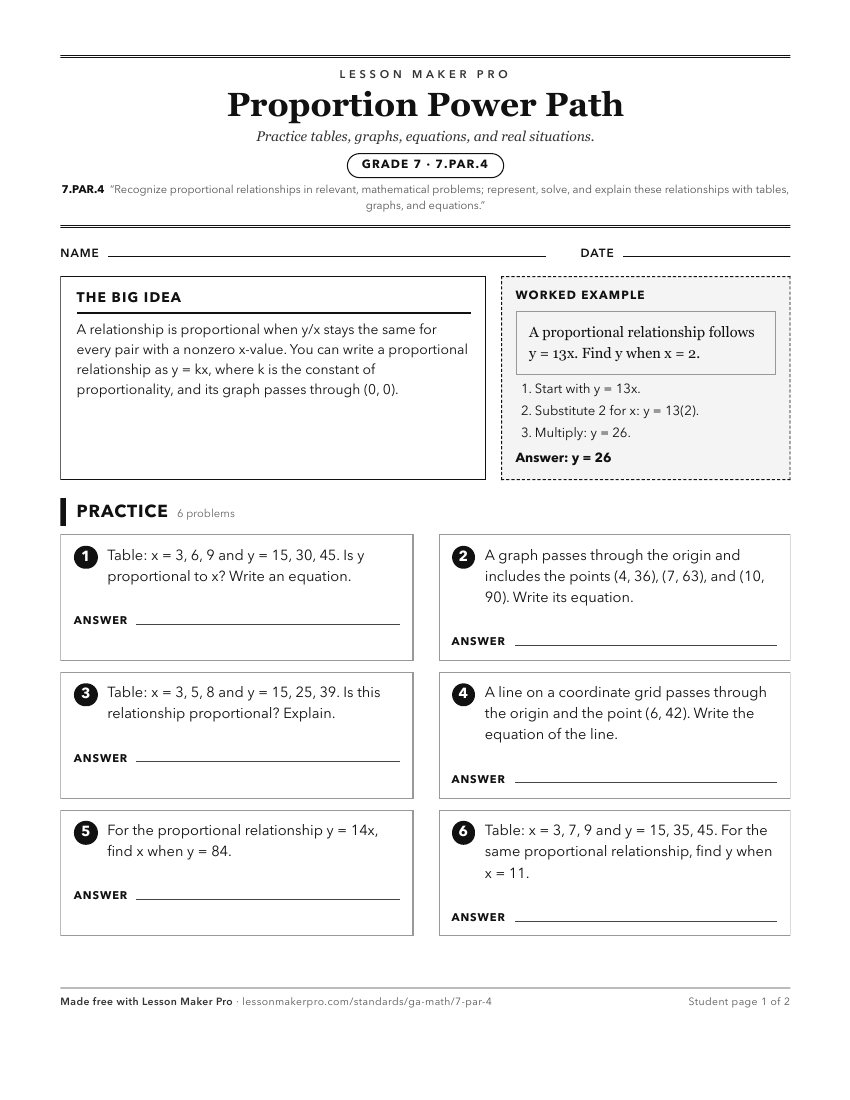 Preview of the 7.PAR.4 printable worksheet