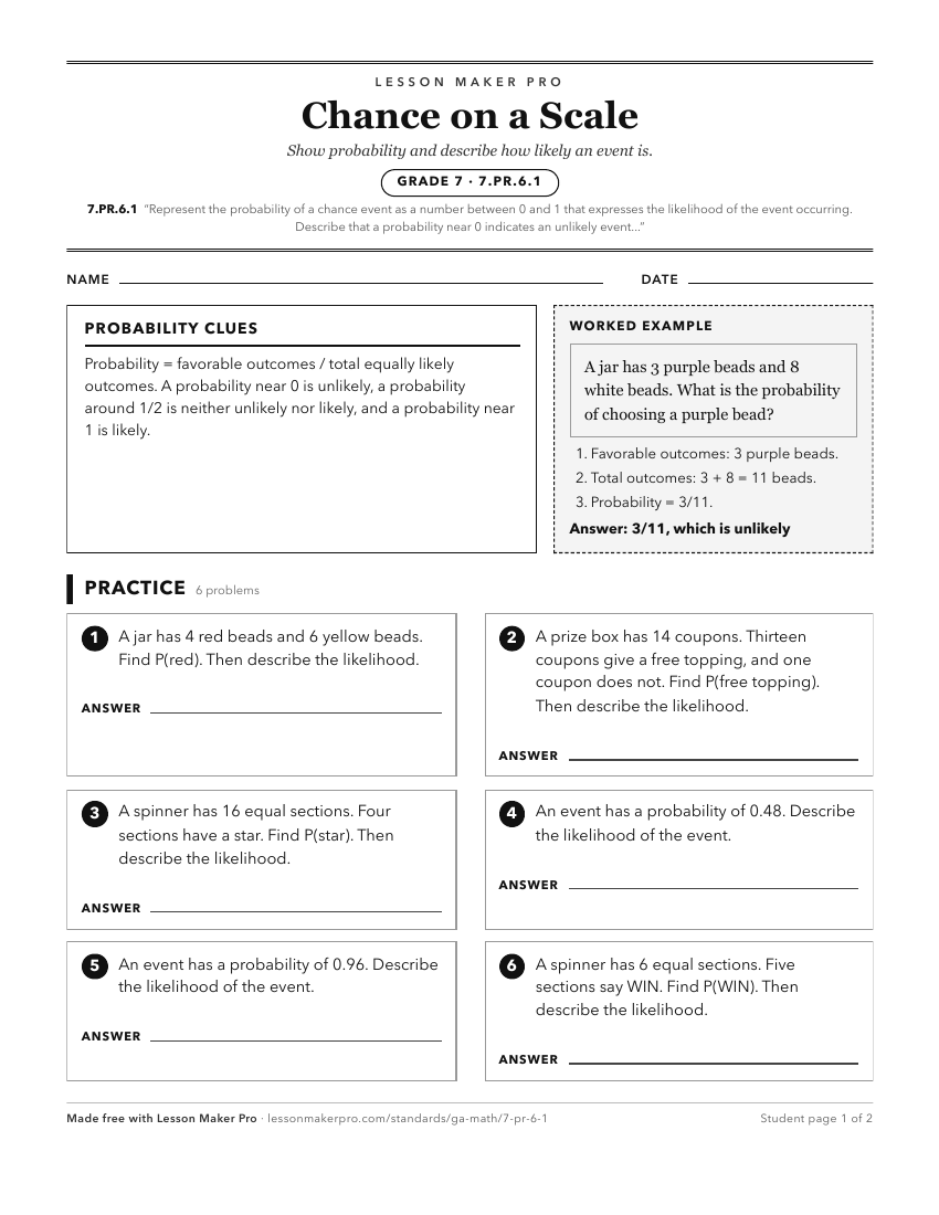 Preview of the 7.PR.6.1 printable worksheet