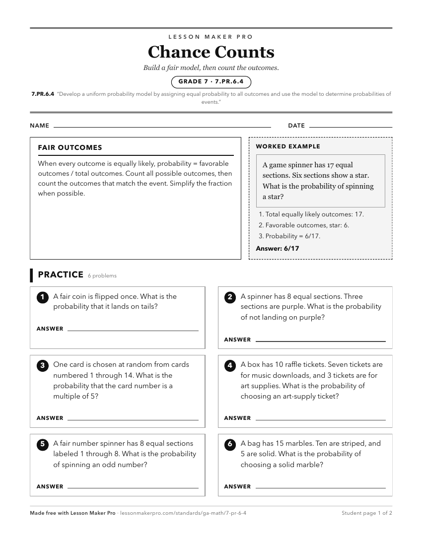 Preview of the 7.PR.6.4 printable worksheet