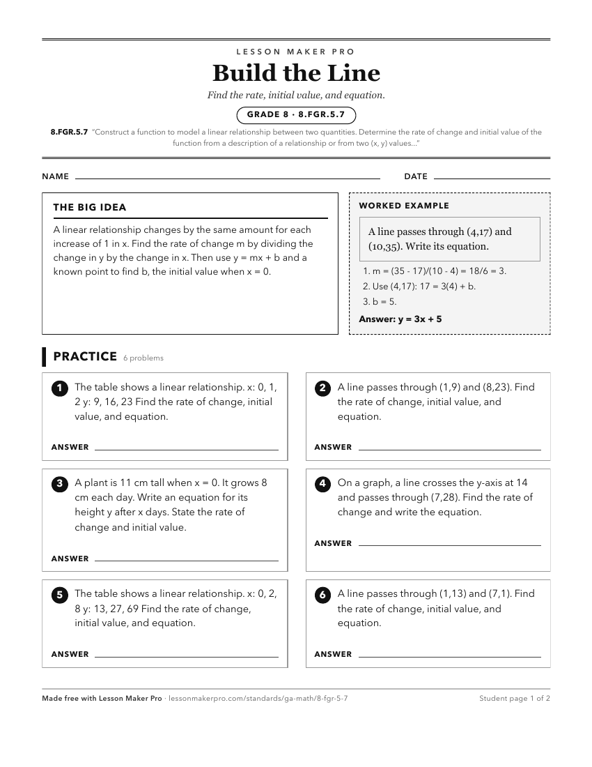 Preview of the 8.FGR.5.7 printable worksheet