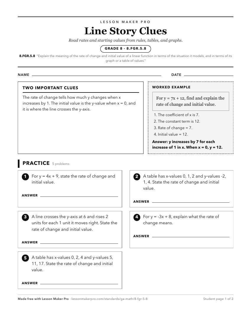Preview of the 8.FGR.5.8 printable worksheet