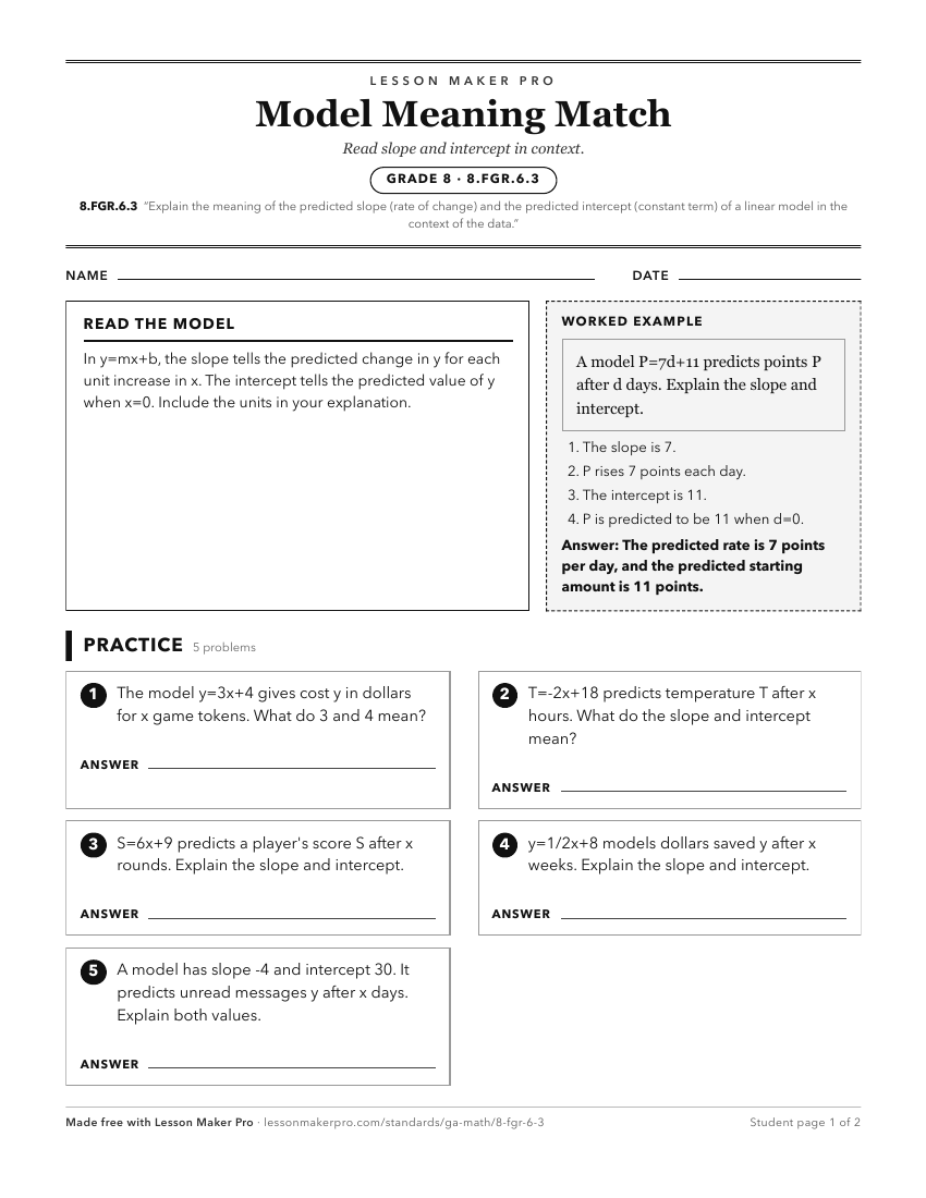 Preview of the 8.FGR.6.3 printable worksheet