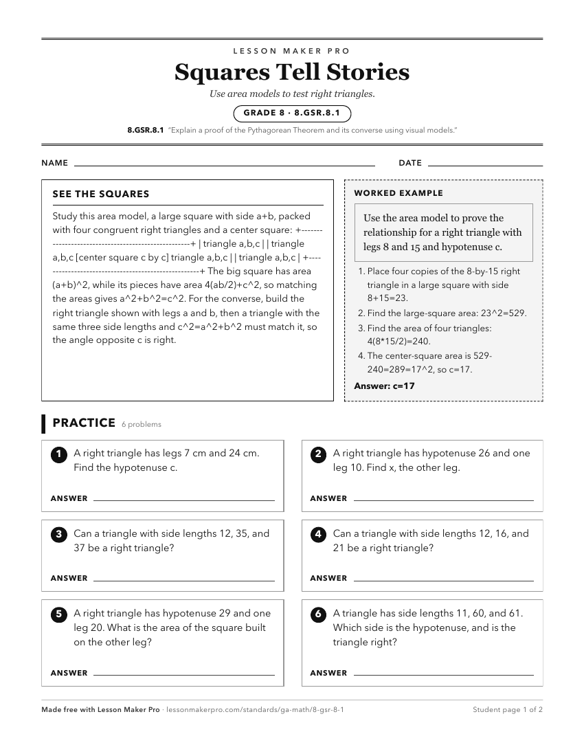 Preview of the 8.GSR.8.1 printable worksheet