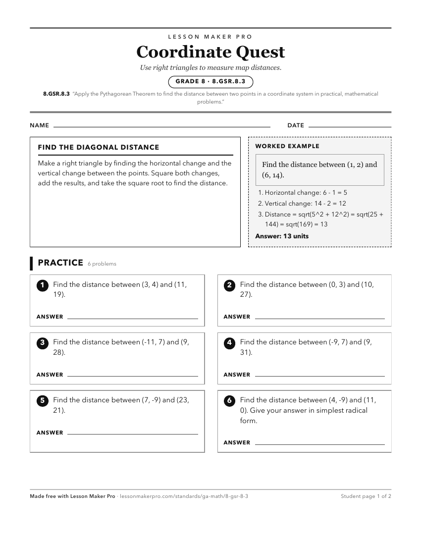 Preview of the 8.GSR.8.3 printable worksheet