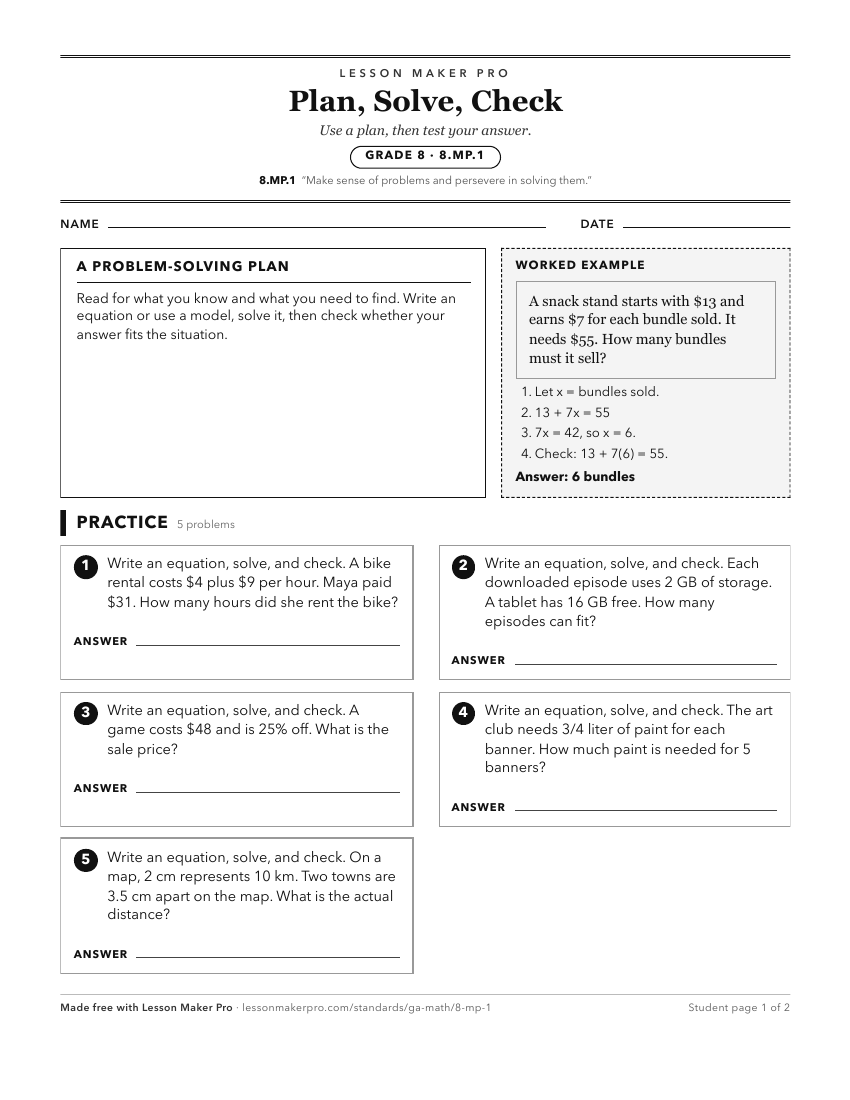 Preview of the 8.MP.1 printable worksheet
