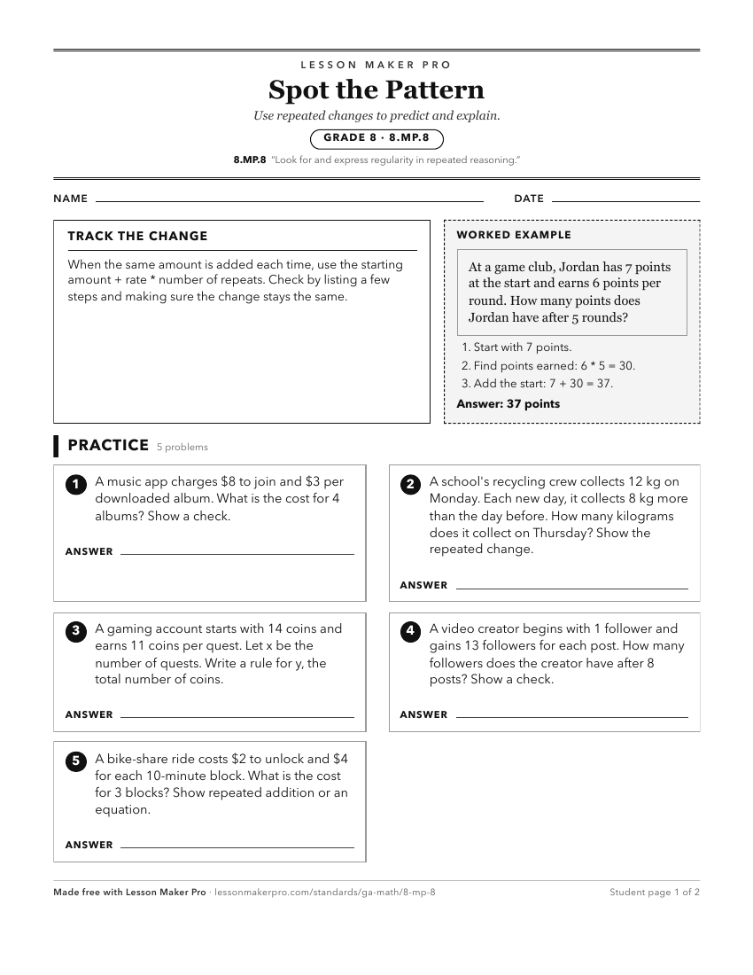 Preview of the 8.MP.8 printable worksheet
