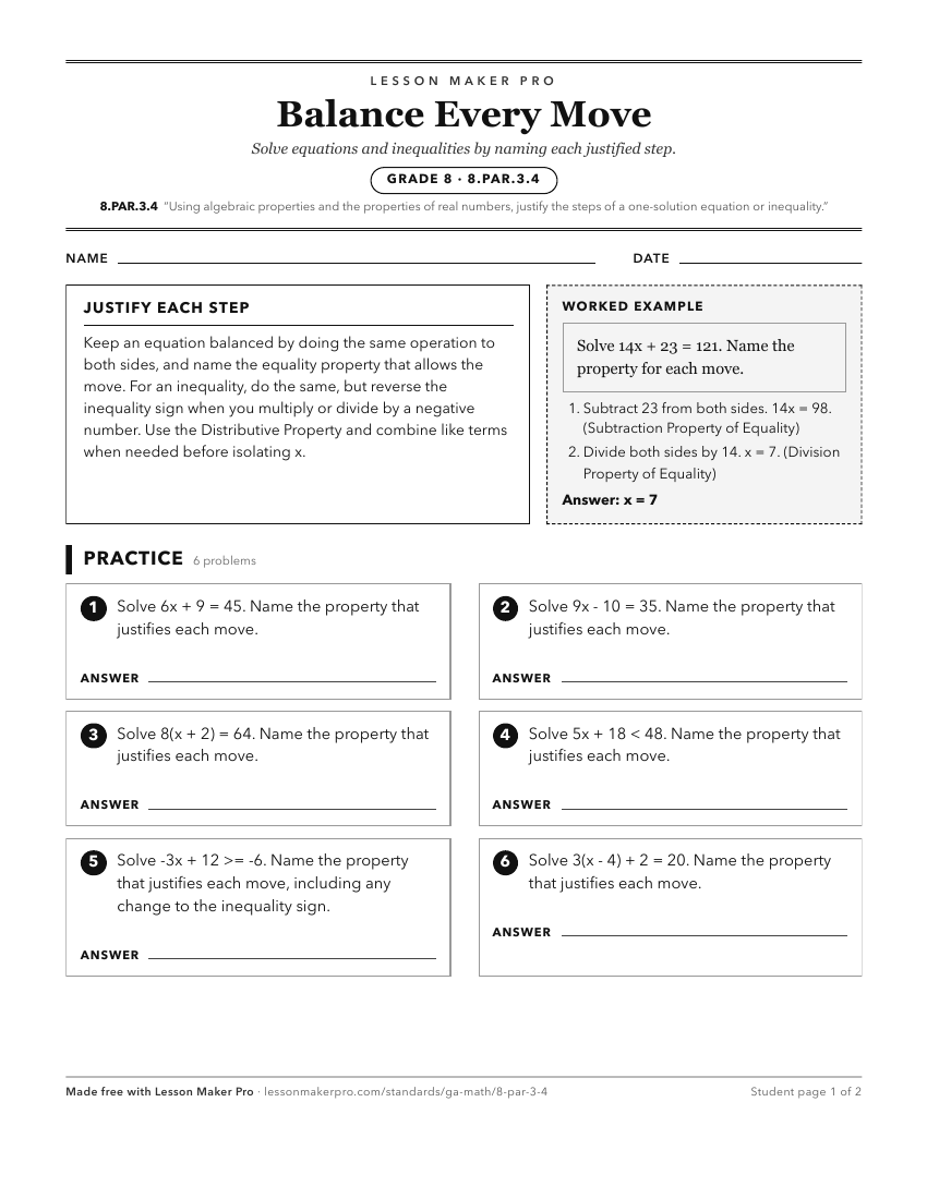 Preview of the 8.PAR.3.4 printable worksheet