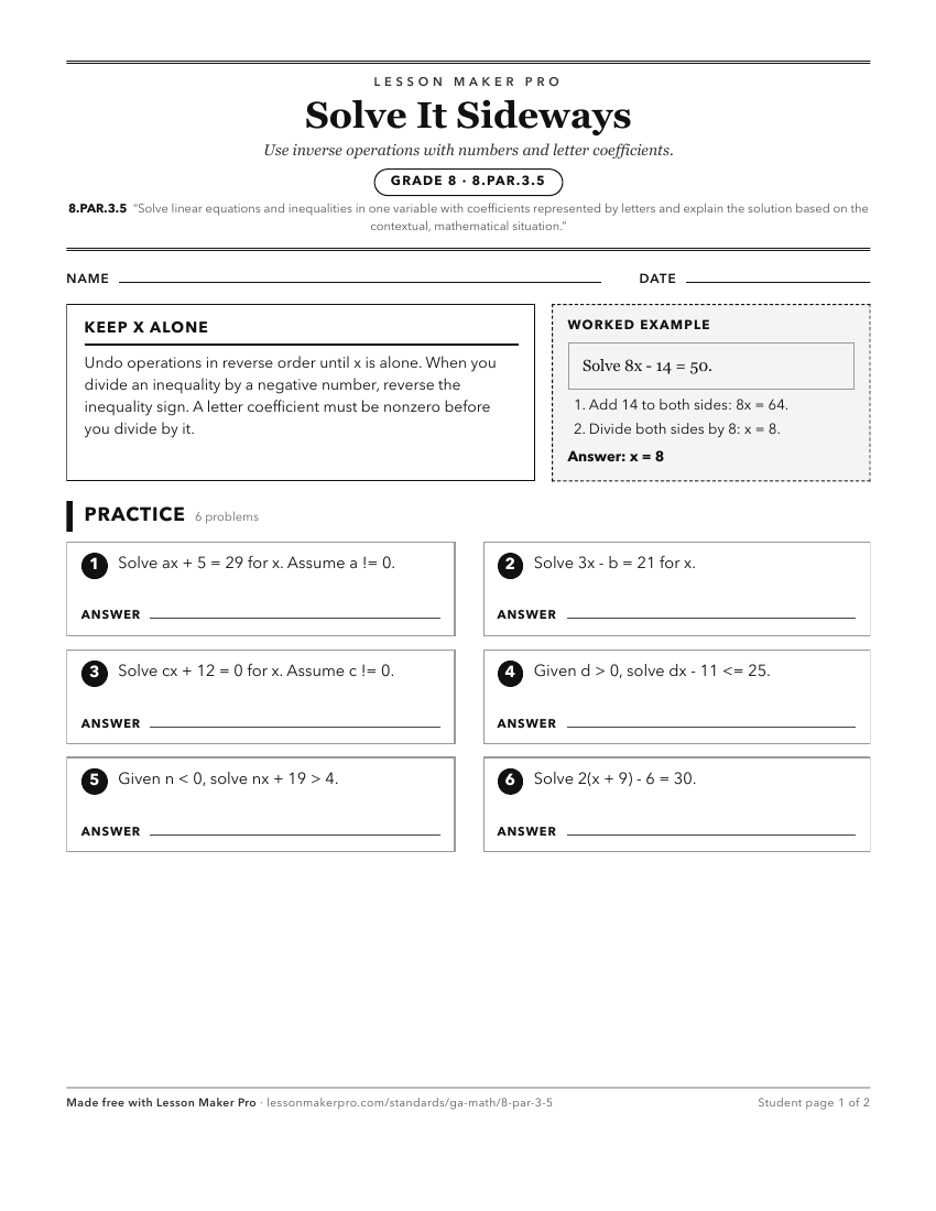 Preview of the 8.PAR.3.5 printable worksheet