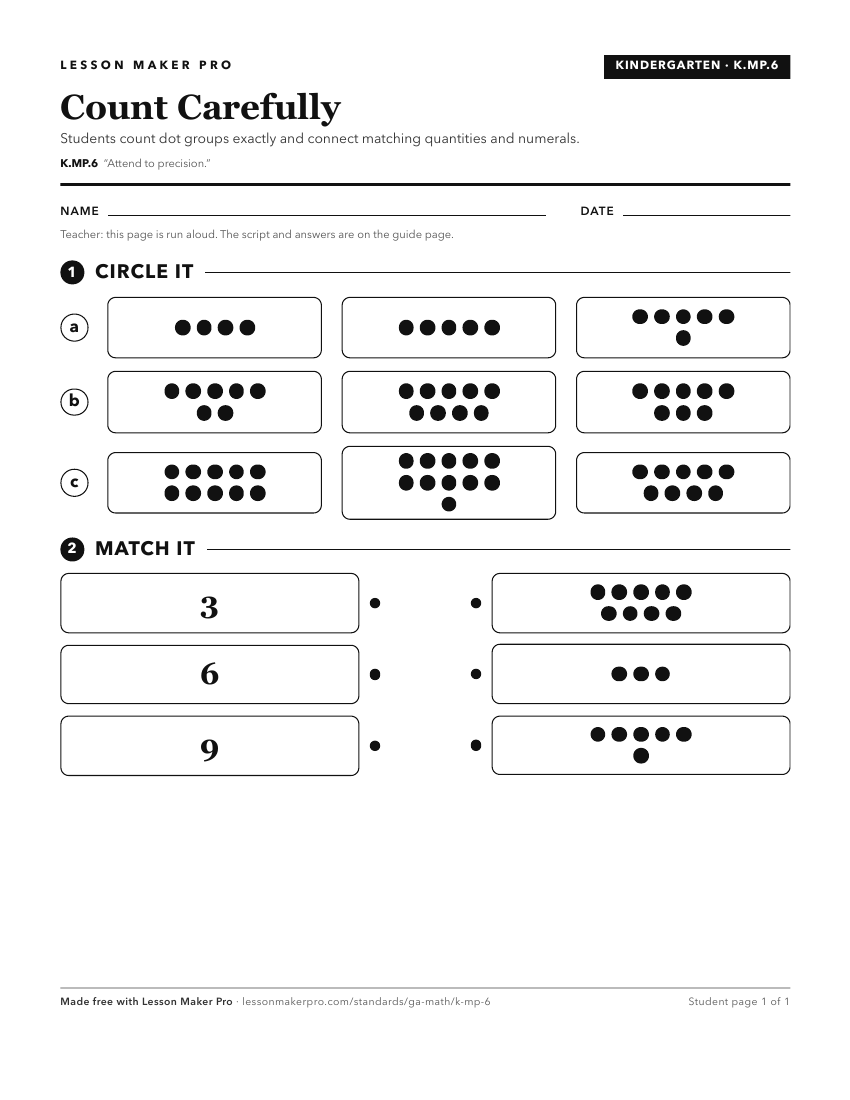 Preview of the K.MP.6 printable worksheet
