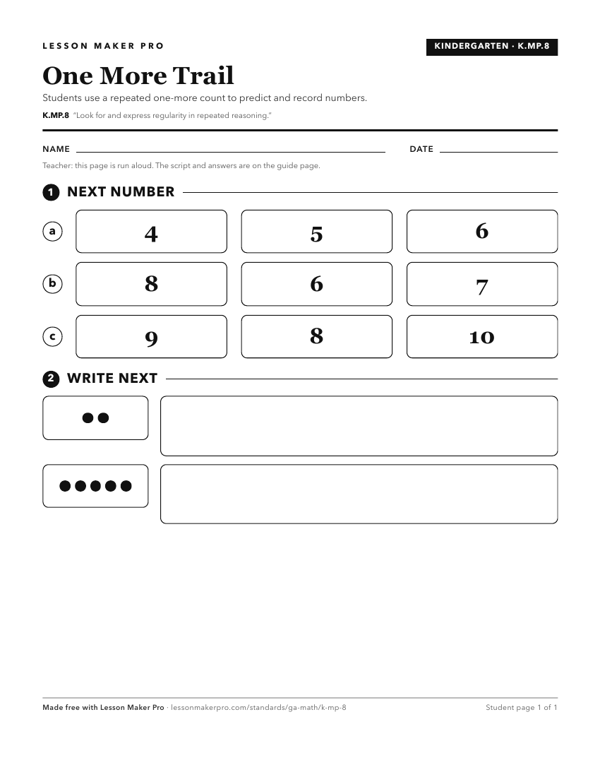 Preview of the K.MP.8 printable worksheet