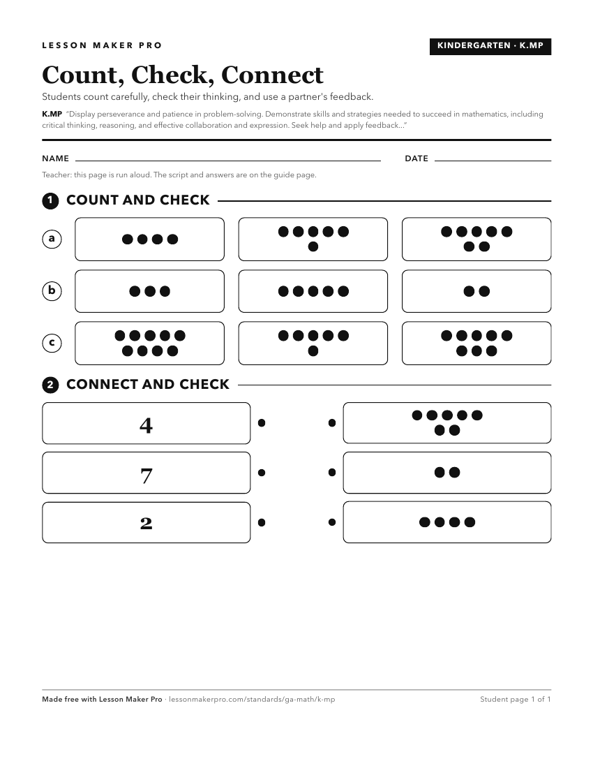 Preview of the K.MP printable worksheet
