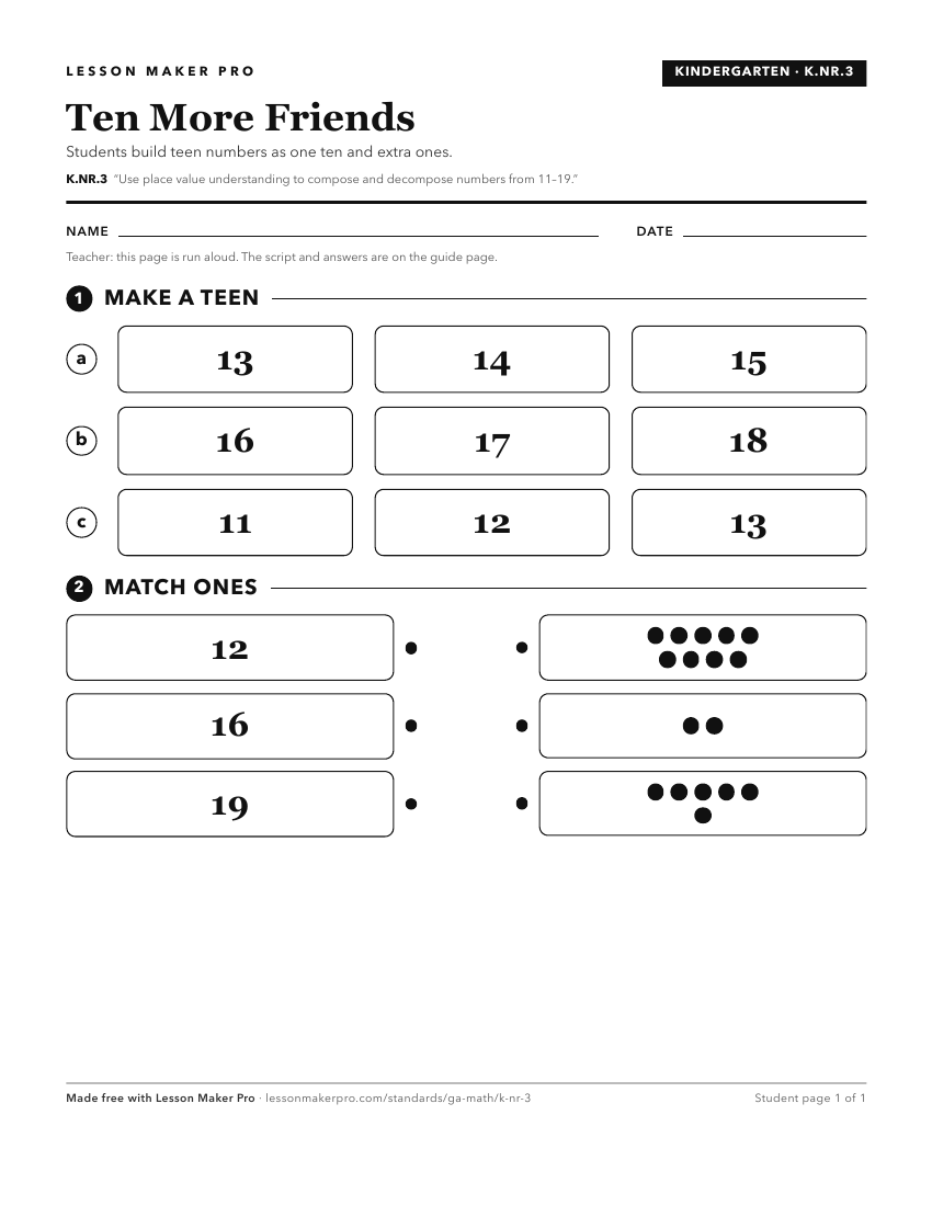 Preview of the K.NR.3 printable worksheet