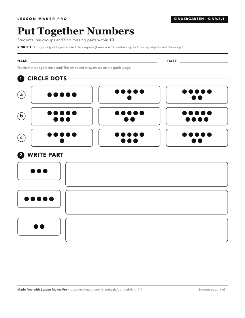 Preview of the K.NR.5.1 printable worksheet