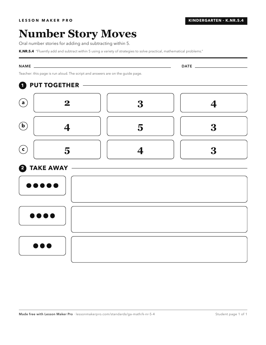 Preview of the K.NR.5.4 printable worksheet