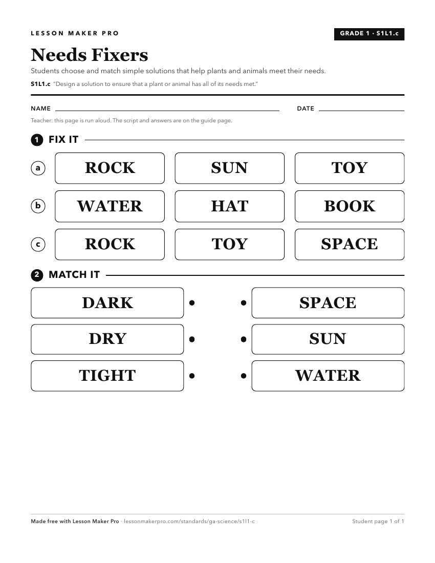 Preview of the S1L1.c printable worksheet