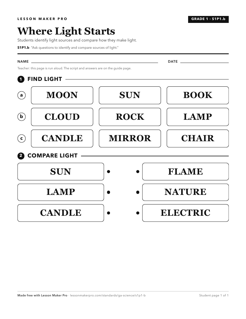 Preview of the S1P1.b printable worksheet