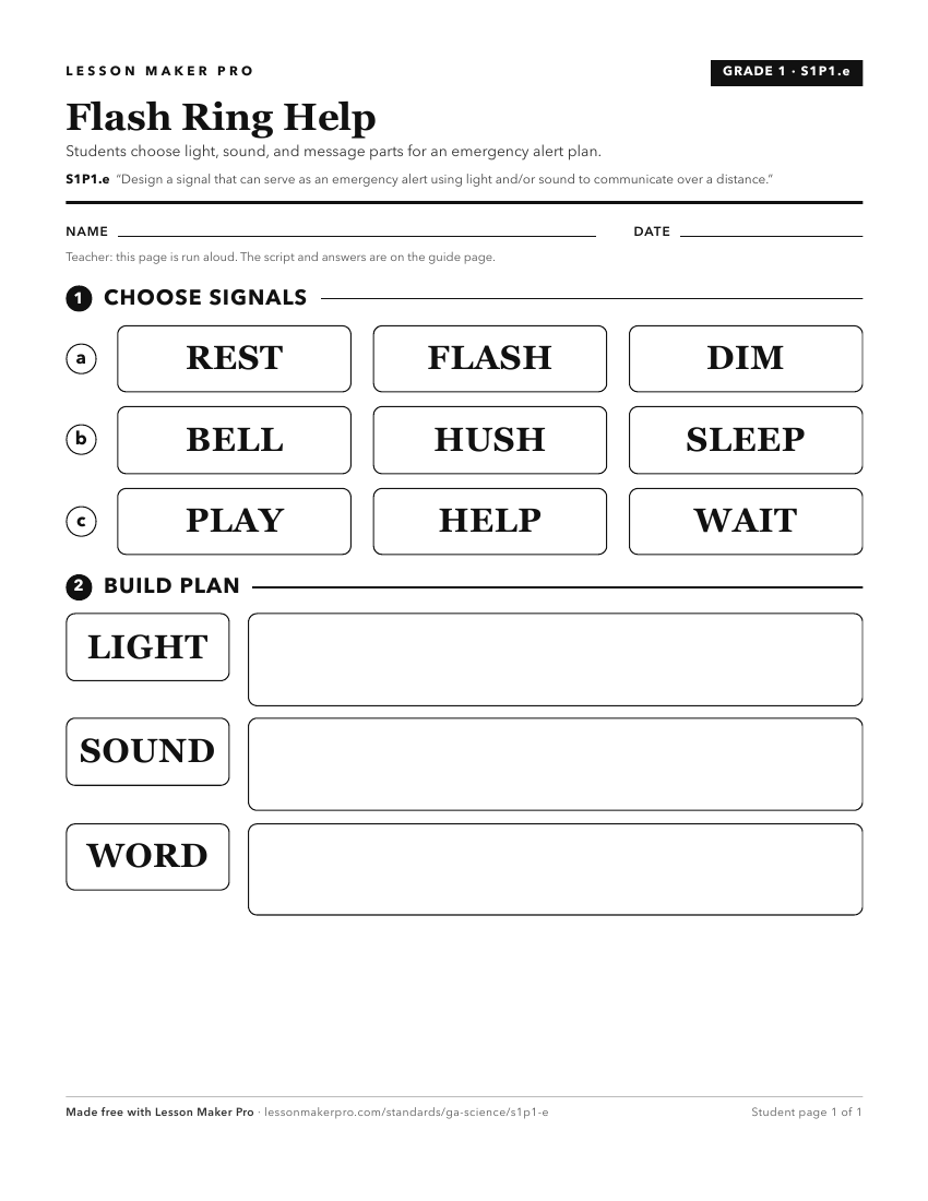Preview of the S1P1.e printable worksheet