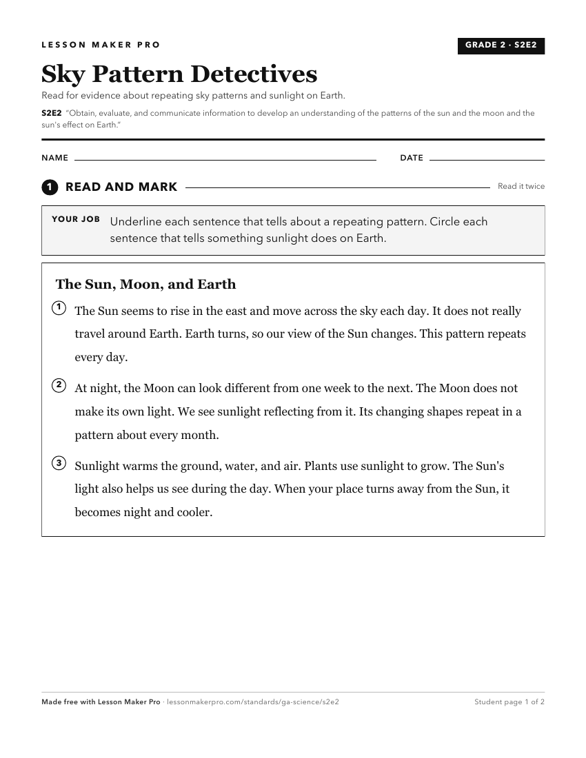 Preview of the S2E2 printable worksheet
