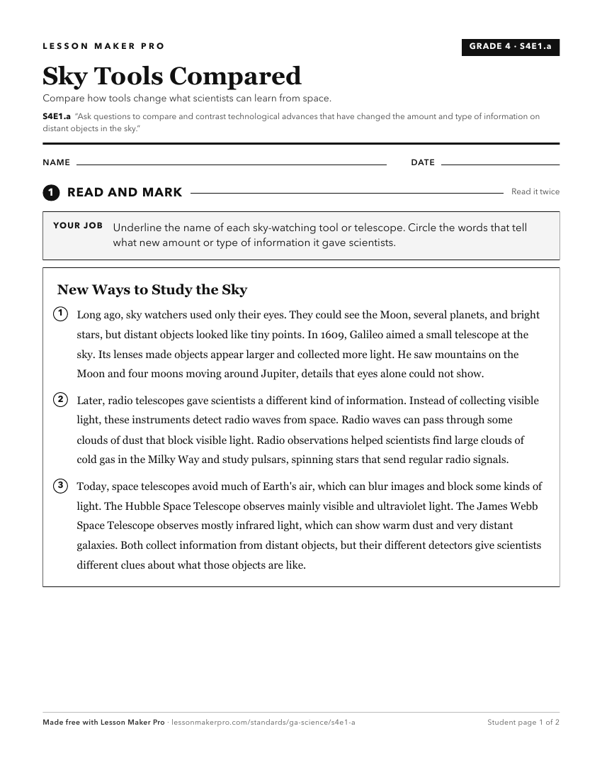 Preview of the S4E1.a printable worksheet