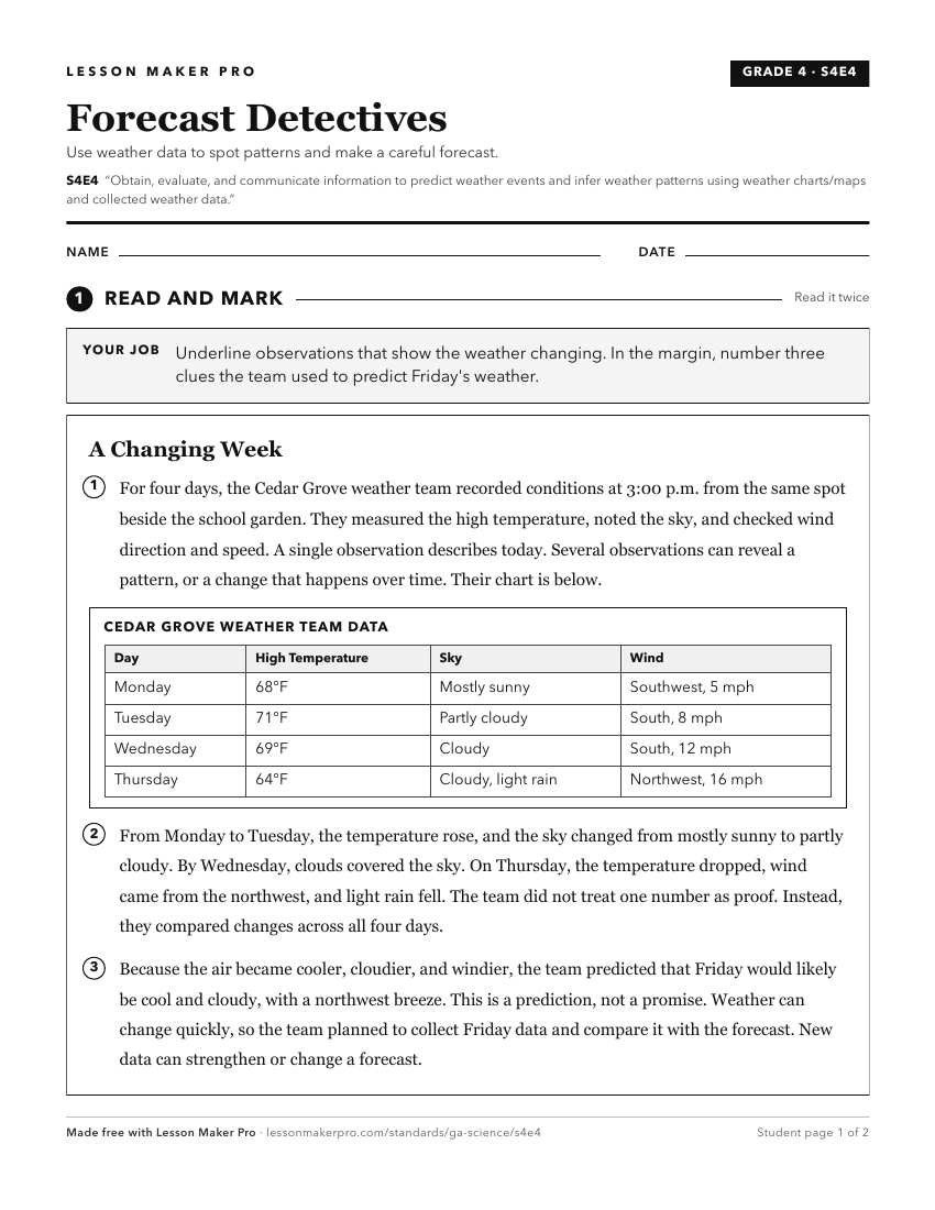 Preview of the S4E4 printable worksheet