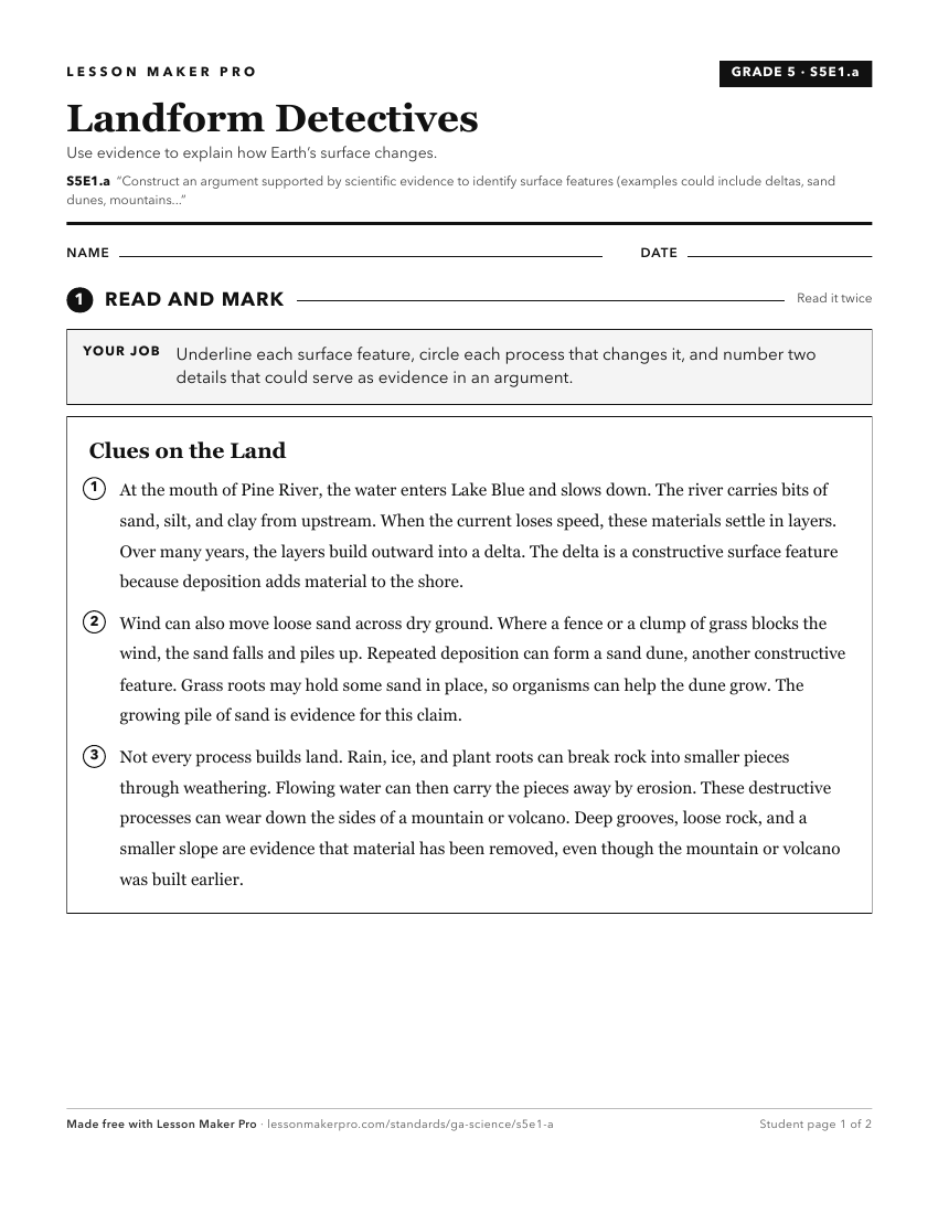Preview of the S5E1.a printable worksheet
