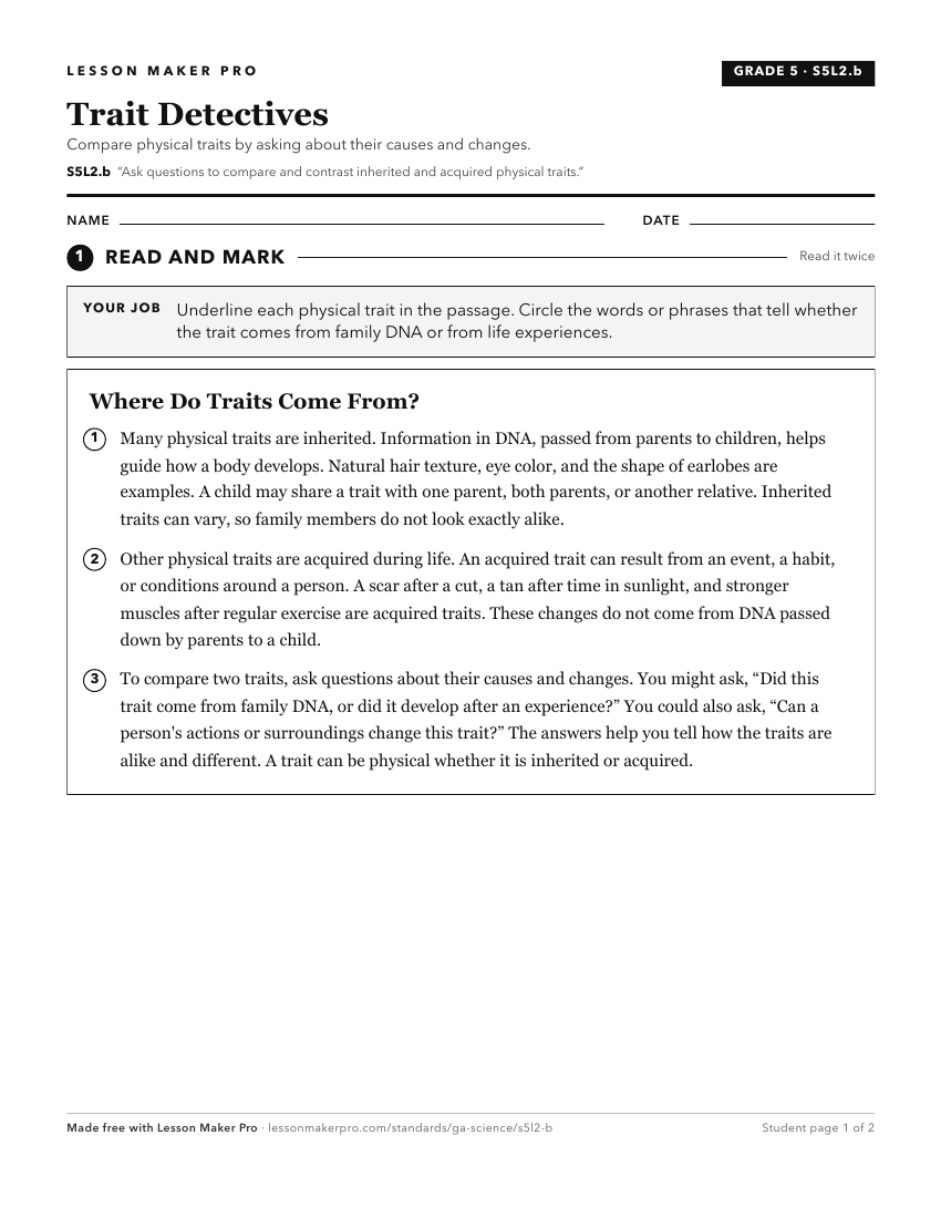 Preview of the S5L2.b printable worksheet