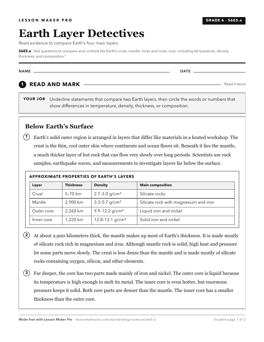 Preview of the S6E5.a printable worksheet