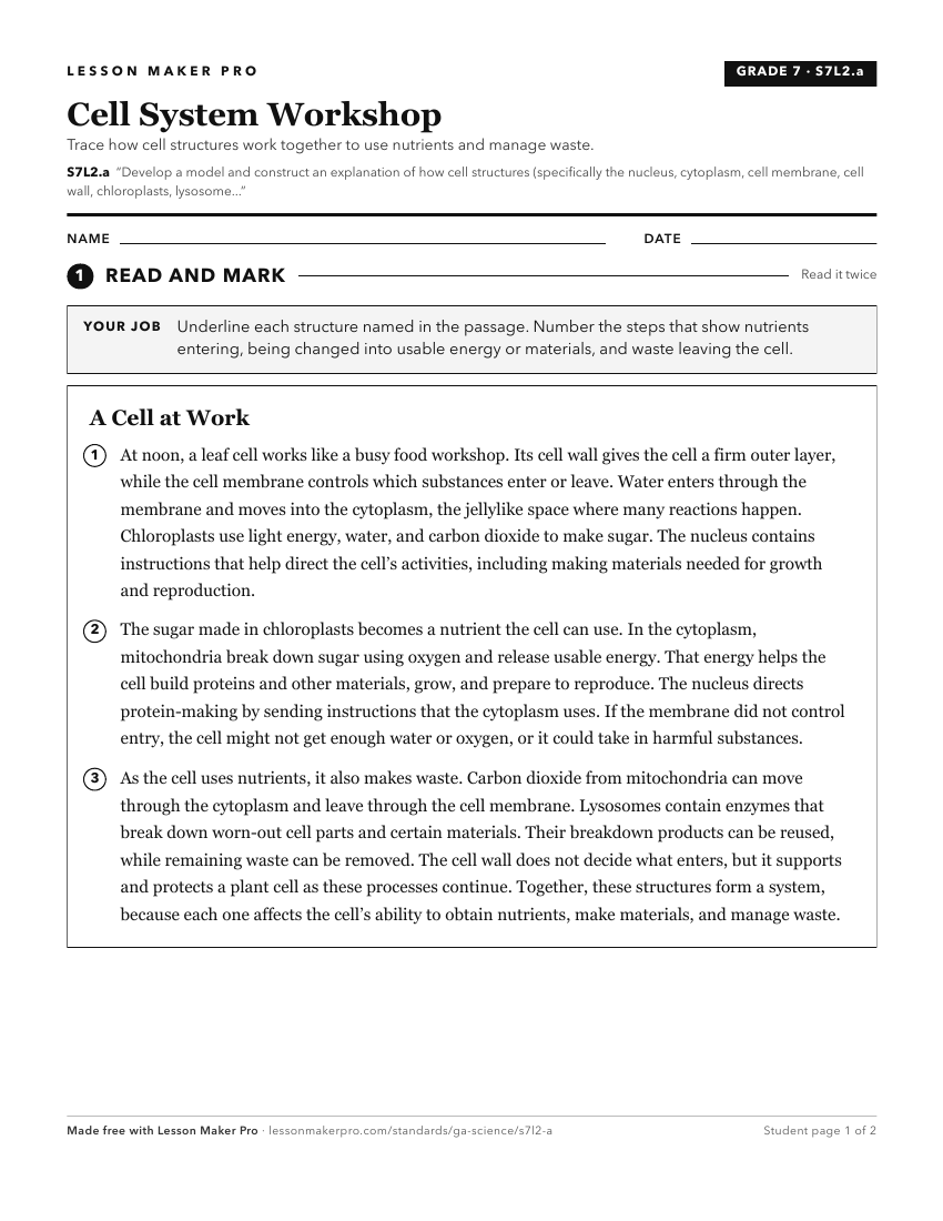 Preview of the S7L2.a printable worksheet