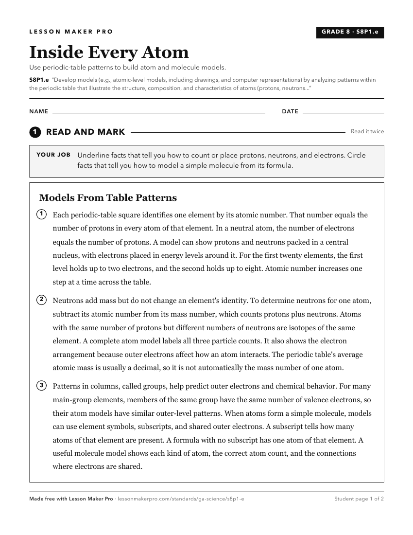 Preview of the S8P1.e printable worksheet