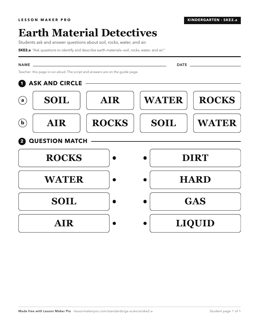 Preview of the SKE2.a printable worksheet