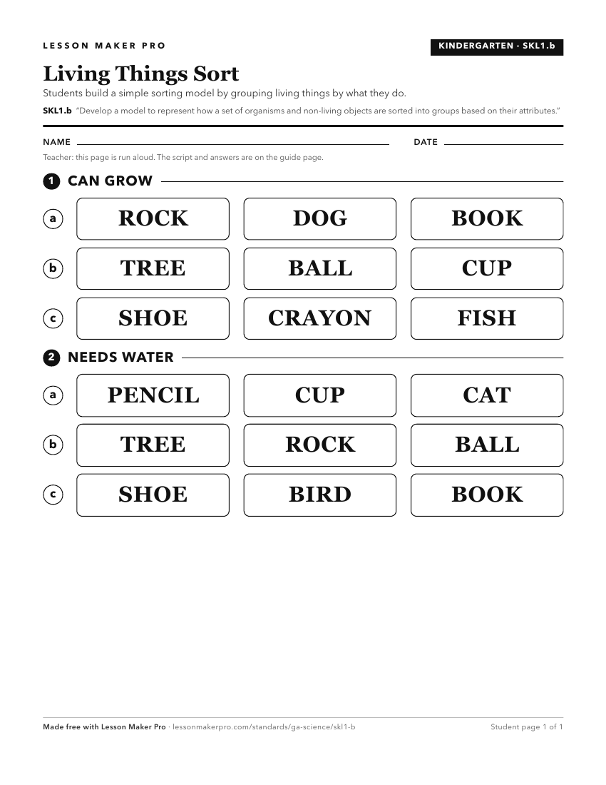 Preview of the SKL1.b printable worksheet