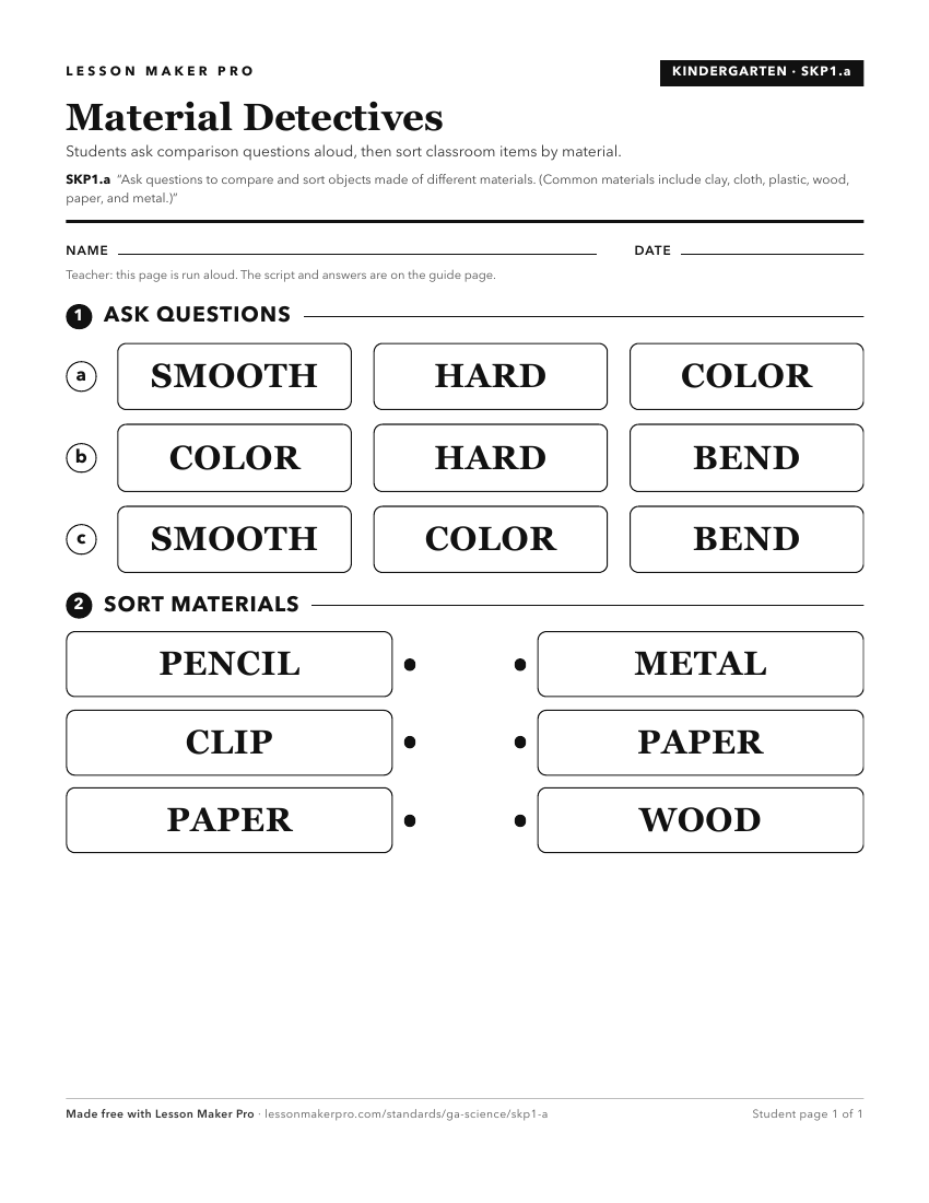 Preview of the SKP1.a printable worksheet