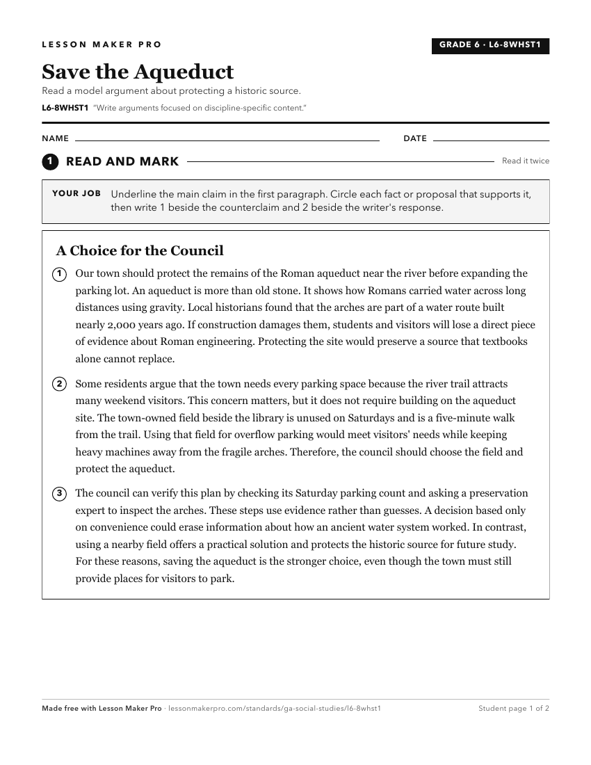 Preview of the L6-8WHST1 printable worksheet