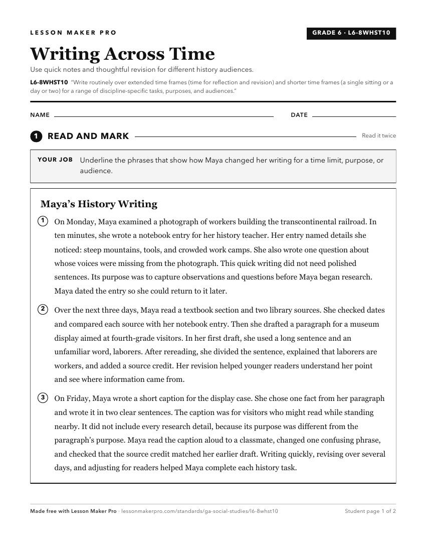 Preview of the L6-8WHST10 printable worksheet