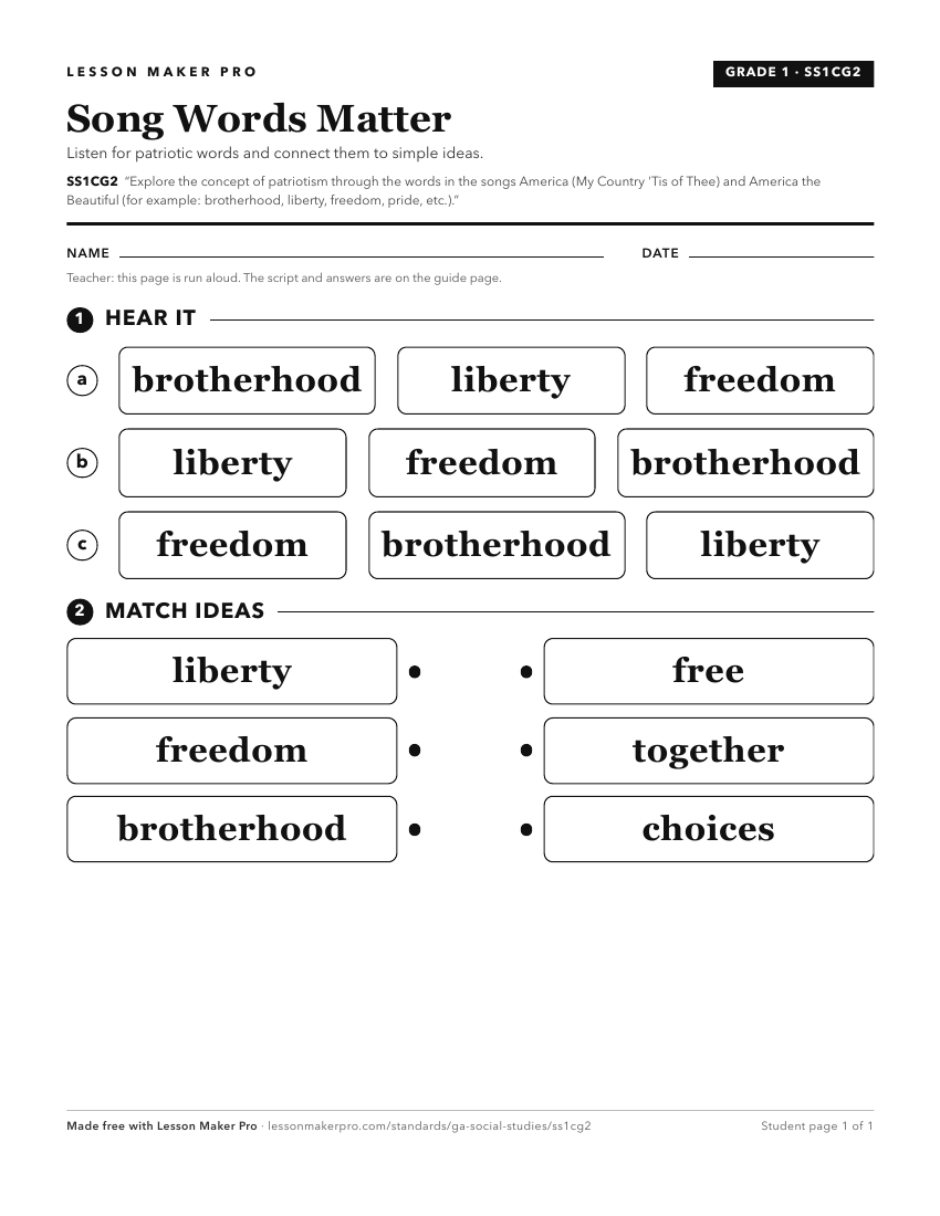 Preview of the SS1CG2 printable worksheet