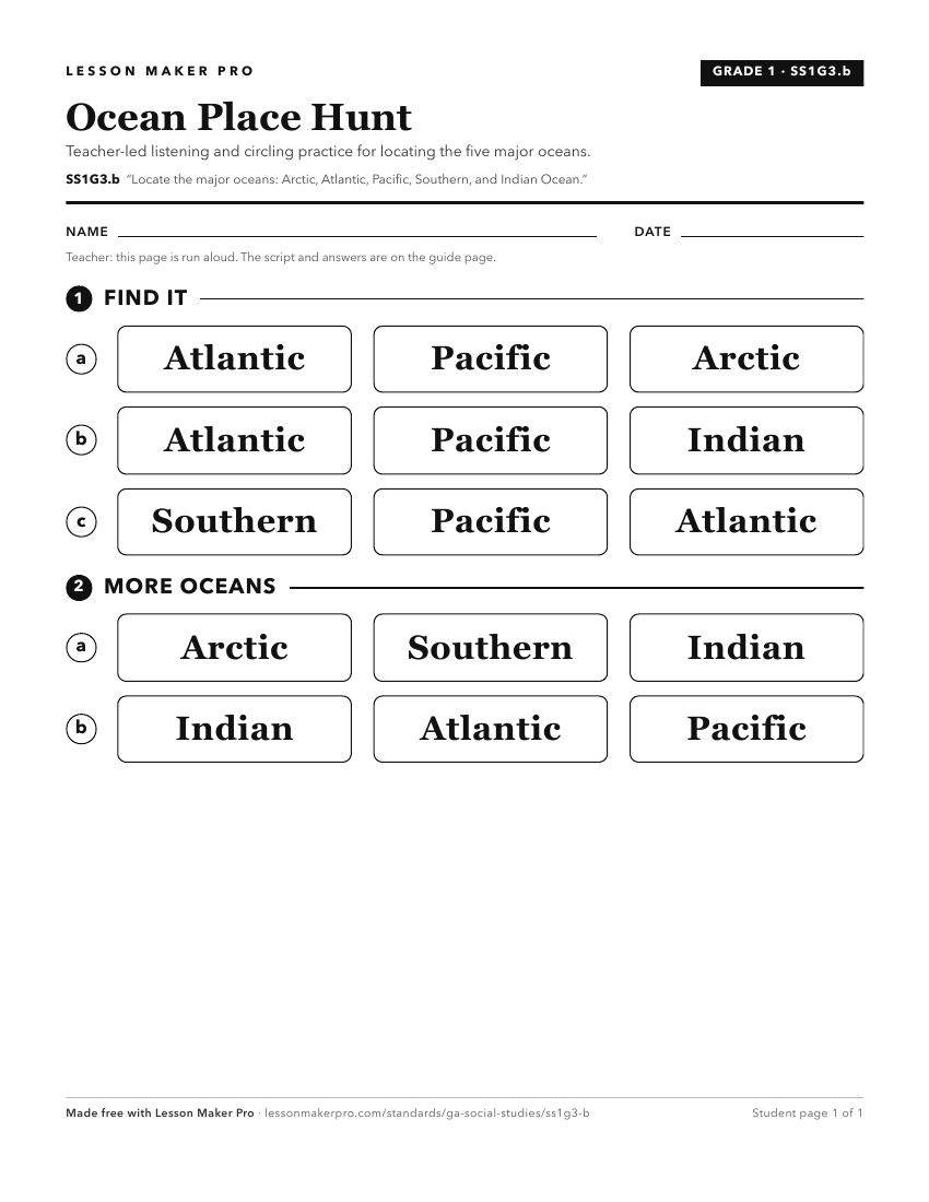 Preview of the SS1G3.b printable worksheet