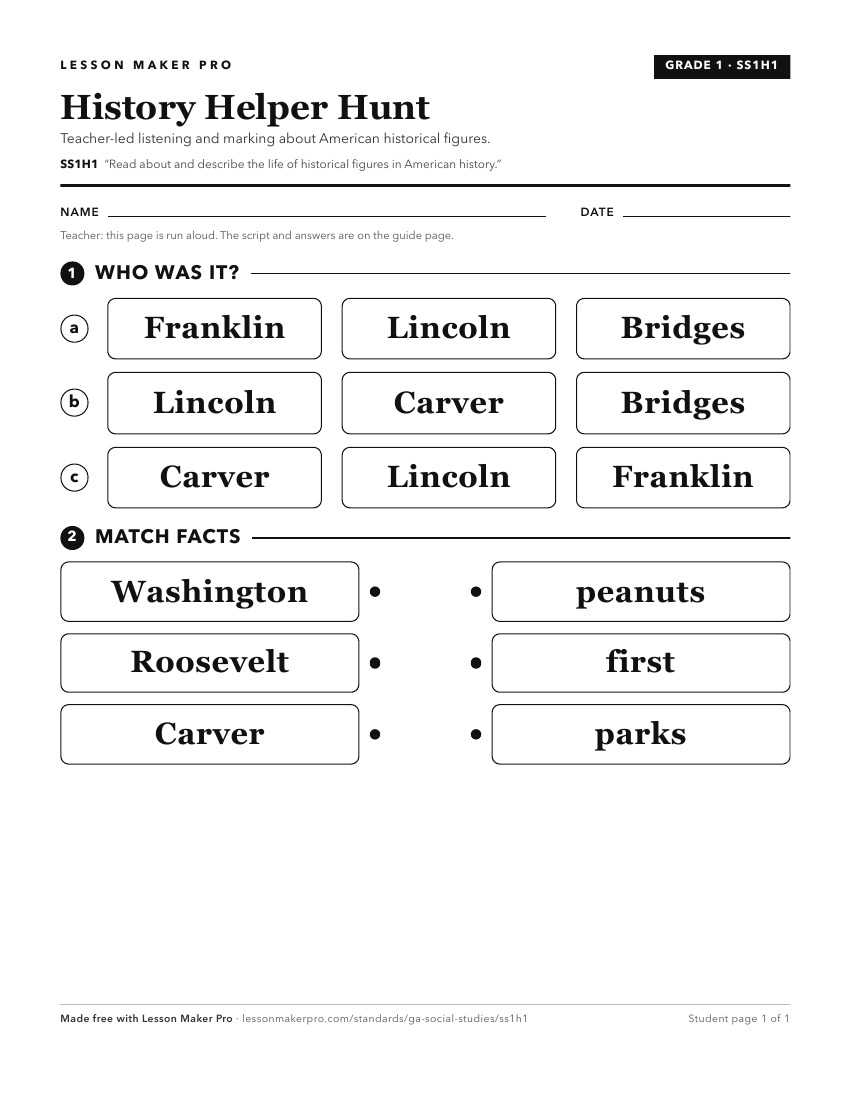 Preview of the SS1H1 printable worksheet