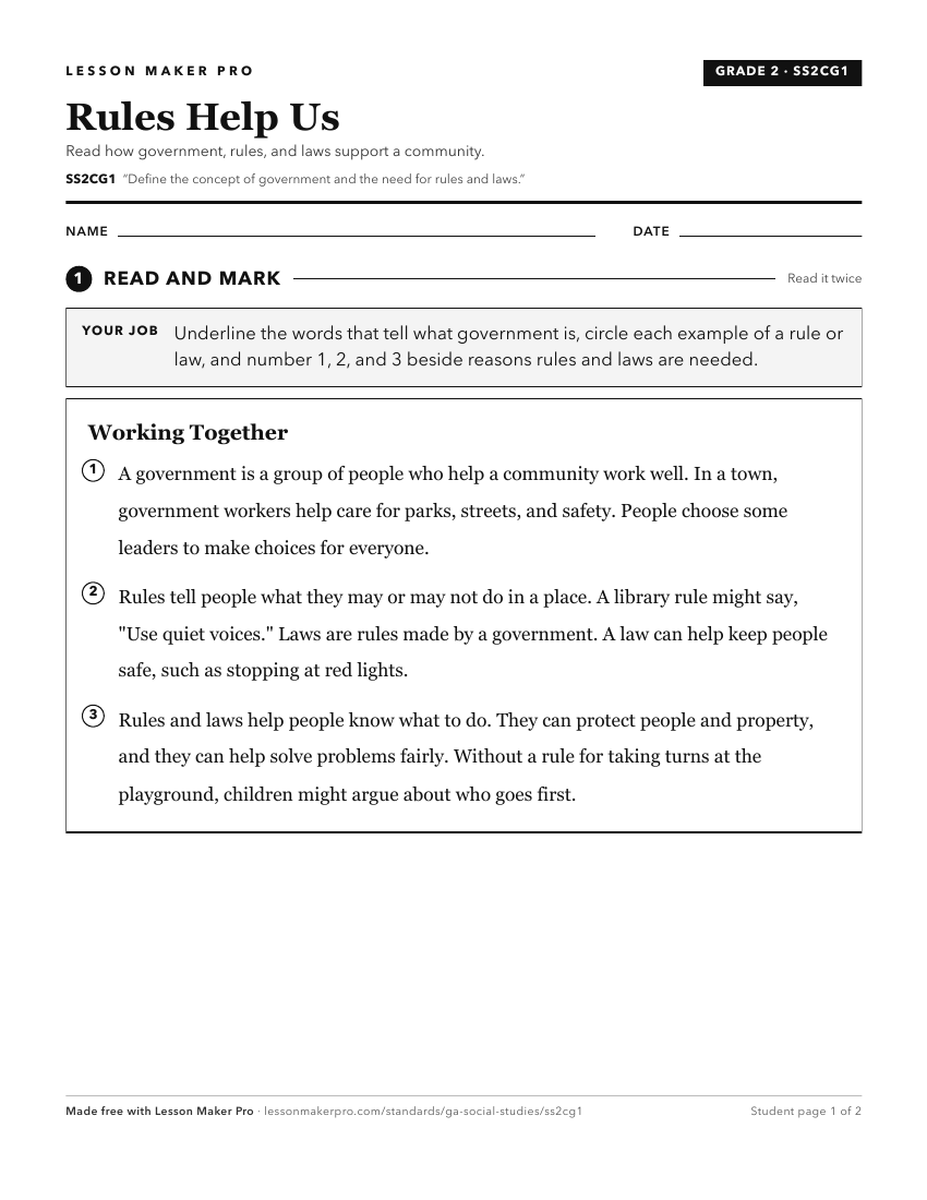 Preview of the SS2CG1 printable worksheet