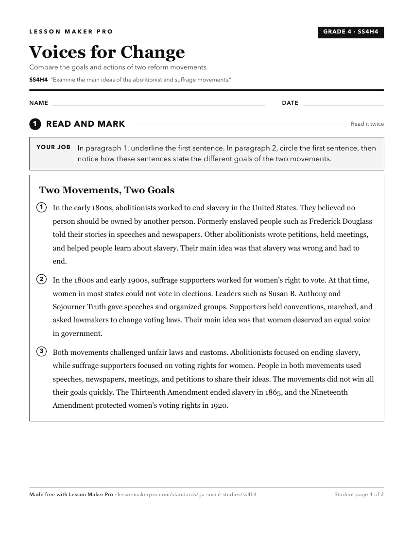 Preview of the SS4H4 printable worksheet