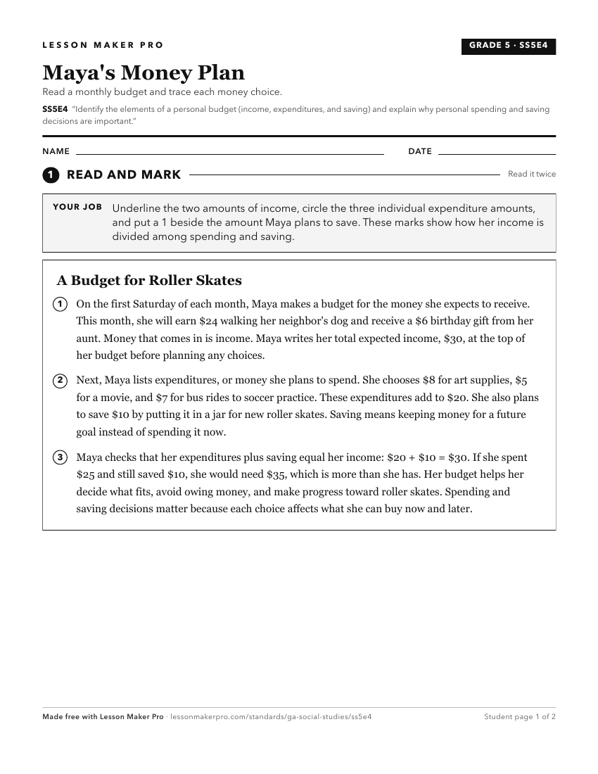 Preview of the SS5E4 printable worksheet