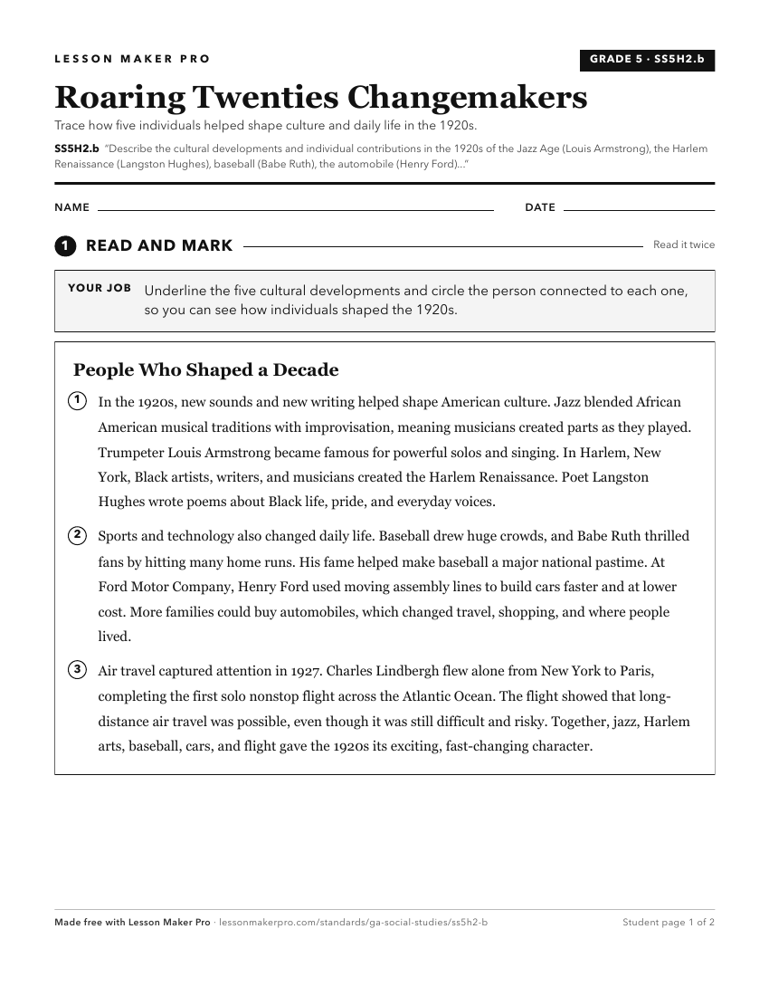Preview of the SS5H2.b printable worksheet