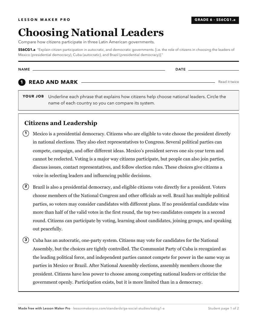 Preview of the SS6CG1.a printable worksheet