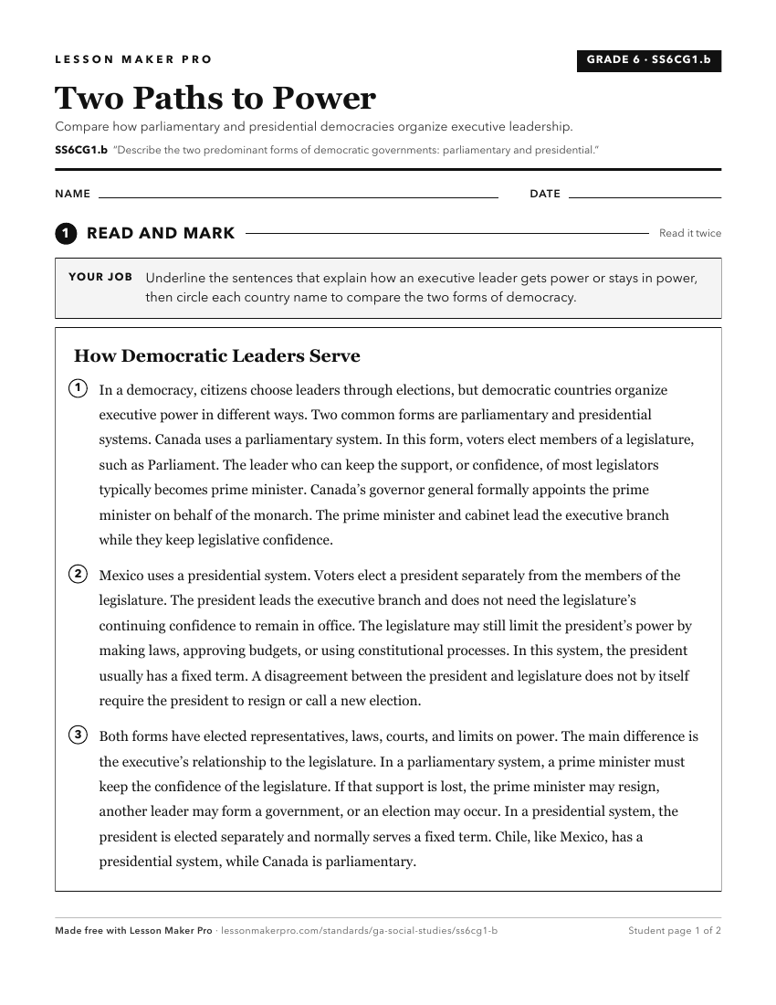 Preview of the SS6CG1.b printable worksheet