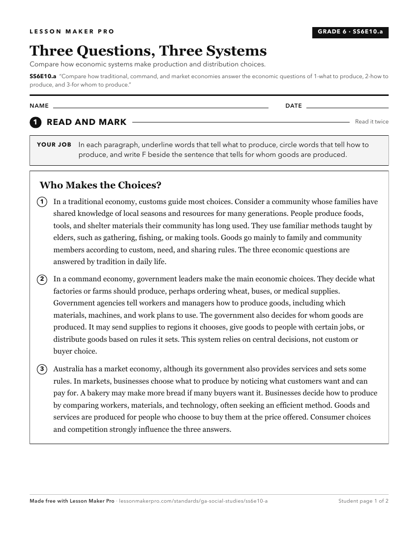 Preview of the SS6E10.a printable worksheet