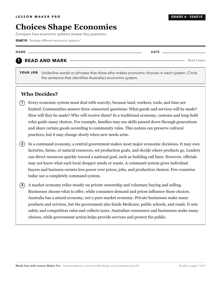 Preview of the SS6E10 printable worksheet