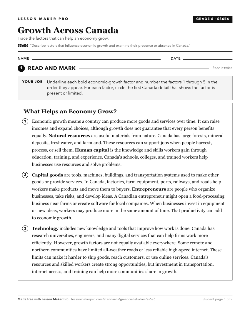 Preview of the SS6E6 printable worksheet